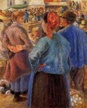The Poultry Market at Pontoise Artwork by Camille Pissarro