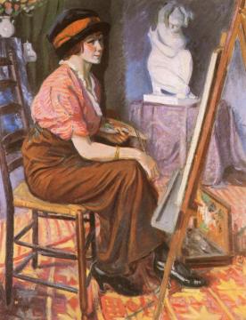 Woman Painting At Her Easel Artwork by Jean Puy