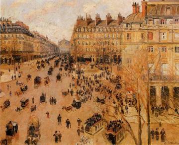 Place du Theatre Francais: Sun Effect Artwork by Camille Pissarro