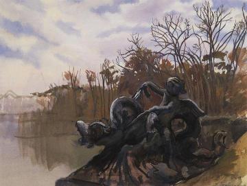 Fountain in the Park of Versailles Artwork by Zinaida Serebriakova