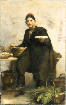 The Oyster Seller Artwork by Cesare Tallone