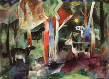 Cows In The Forest Artwork by Heinrich Campendonk