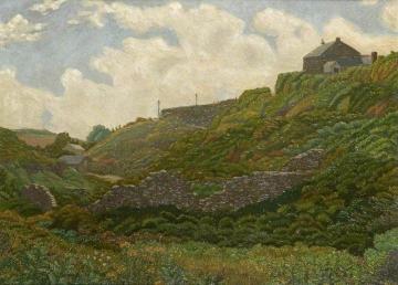 Cottages at Shipley, Sussex Artwork by Charles Ginner