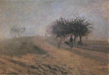 Misty Morning at Creil Artwork by Camille Pissarro