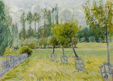 Study of Apple Trees at Eragny Artwork by Camille Pissarro