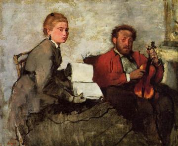 Violinist and Young Woman Artwork by Edgar Degas