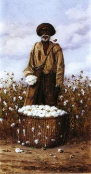 Negro Man In Cotton Field With Basket Of Cotton Artwork by William Aiken Walker