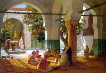 Learning the Qu'ran Artwork by Frederick Arthur Bridgman