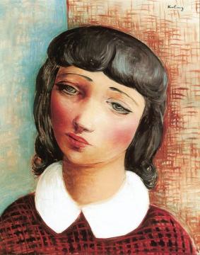 Woman in a Scottish Dress Artwork by Moise Kisling