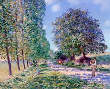 Lane of Poplars at Moret on the Banks of the Loing Artwork by Alfred Sisley