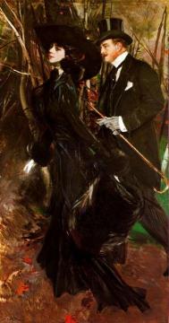 Walking in the Bois de Boulogne Artwork by Giovanni Boldini