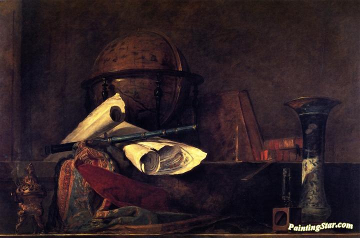 The Attributes Of Science Artwork by Jean-Baptiste-Simeon Chardin