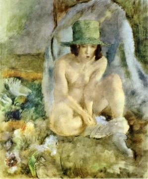 Nude with a Green Hat Artwork by Jules Pascin