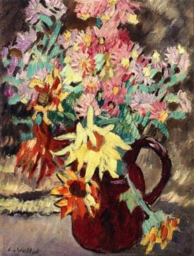 Bouquet Of Flowers In A Brown Pitcher Artwork by Louis Valtat
