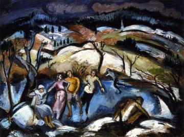 Large Ice Skaters Artwork by Emile-othon Friesz