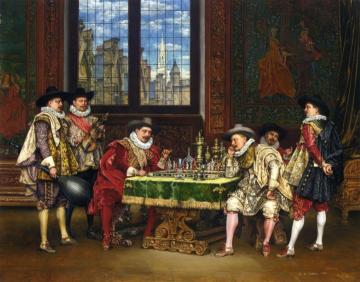 The Chess Players Artwork by Adolphe Alexander Lesrel