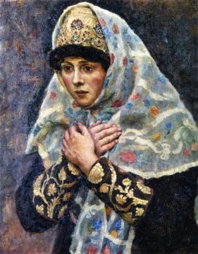 Boyaryshnia With Her Hands Crossed Over Her Chest Artwork by Vasili Ivanovich Surikov
