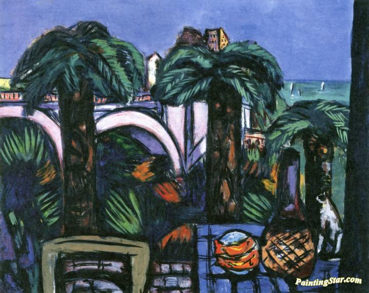 Landscape With Three Palm Trees (beaulieu) Artwork by Max Beckmann