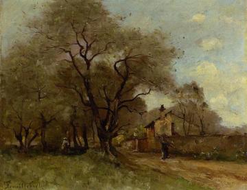 Road On The Edge Of A Village Artwork by Paul-Desire Trouillebert