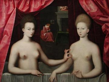Presumed Portrait Of Gabrielle D'estrees And Her Sister The Duchess Of Villars Artwork by Fontainebleau School