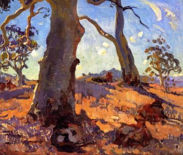 Gum Tree in Landscape, Woodside Artwork by Horace Trenerry