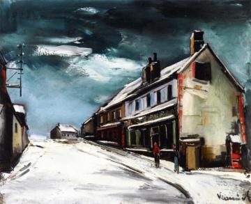 View Of A Village In Winter Artwork by Maurice De Vlaminck
