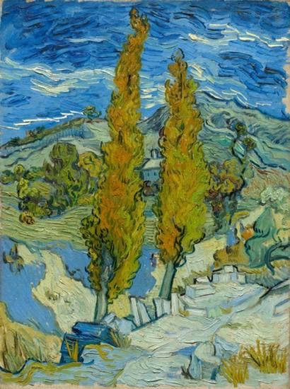 Two Poplars On A Road Through The Hills Artwork by Vincent Van Gogh