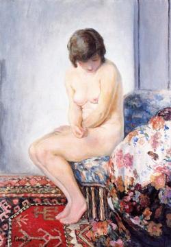 Nude with Red Carpet Artwork by Henri Lebasque