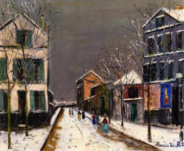 Landscape of Bourg-la-Reine in the Snow Artwork by Maurice Utrillo