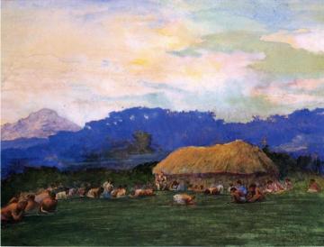 Evening Prayer in Devil Country, Fiji, Ngalawana, July 5, 1891 Artwork by John La Farge