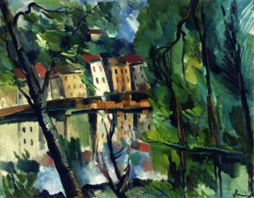 Landscape With Trees, Houses And Lake Artwork by Maurice De Vlaminck