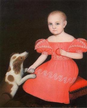 Child In Pink With Her Spaniel Artwork by Ammi Phillips