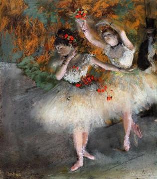 Two Dancers Entering The Stage Artwork by Edgar Degas