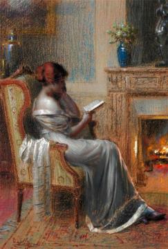 Reading By The Fire Artwork by Delphin Enjolras