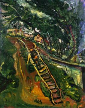 Landscape With Flight Of Stairs Artwork by Chaim Soutine
