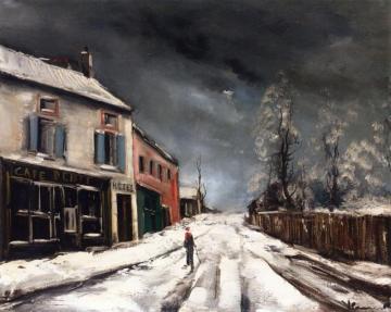 Village Street In The Snow Artwork by Maurice De Vlaminck