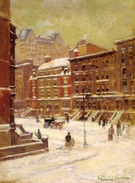 New York City View in Winter Artwork by Paul Cornoyer