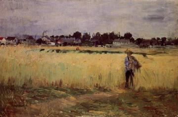 In the Wheat Fields at Gennevilliers Artwork by Berthe Morisot