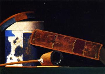 Tobacco Canister, Book And Pipe Artwork by John Frederick Peto