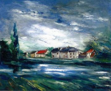 Village On The Banks Of The River Artwork by Maurice De Vlaminck