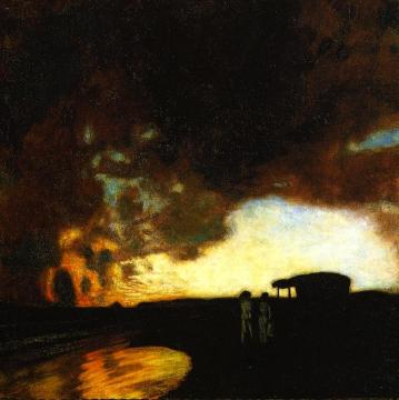 Sunset Over Sea Artwork by Franz von Stuck