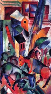 Large Picture with Horses Artwork by Heinrich Campendonk