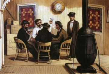 Card Players On The Steamboar Artwork by William Aiken Walker