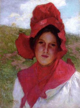 Girl in a Red Bonnet Artwork by Edward Potthast