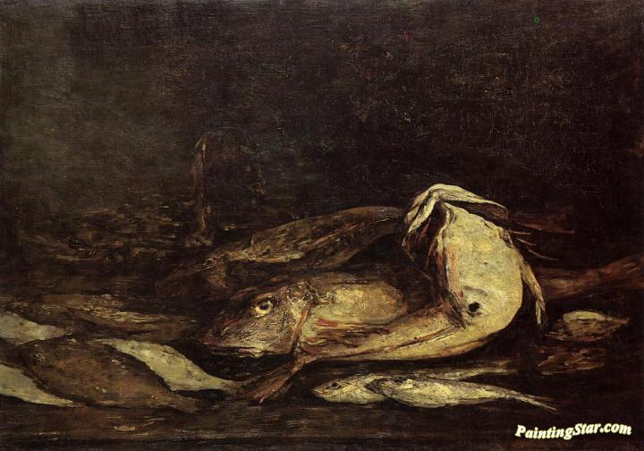 Mullet and Fish Artwork by Eugène-Louis Boudin
