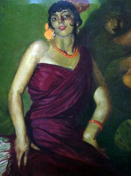 Gitana con  traje burdeos Artwork by Francisco Rodriguez Sanchez Clement