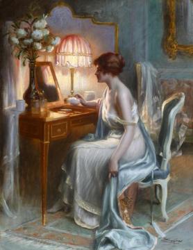 Young Woman Dressing Her Face Artwork by Delphin Enjolras