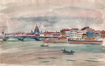 Leningrad. Neva River Artwork by Pyotr Konchalovsky