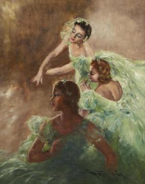 Three Ballerinas Artwork by Pál Fried