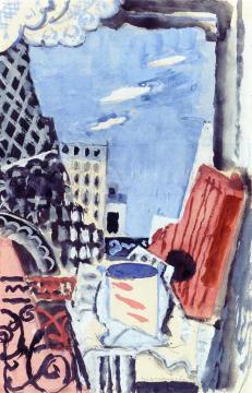 The Window overlooking the Eiffel Tower Artwork by Louis Marcoussis